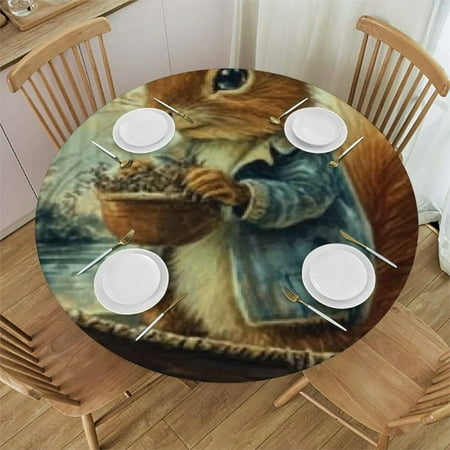 

Patifu Squirrel Boat Round Tablecloth Stain-Resistant Washable for Indoor Outdoor Dining Weddings Parties 100% Polyester Full Width Single-Sided Printing 54 -58