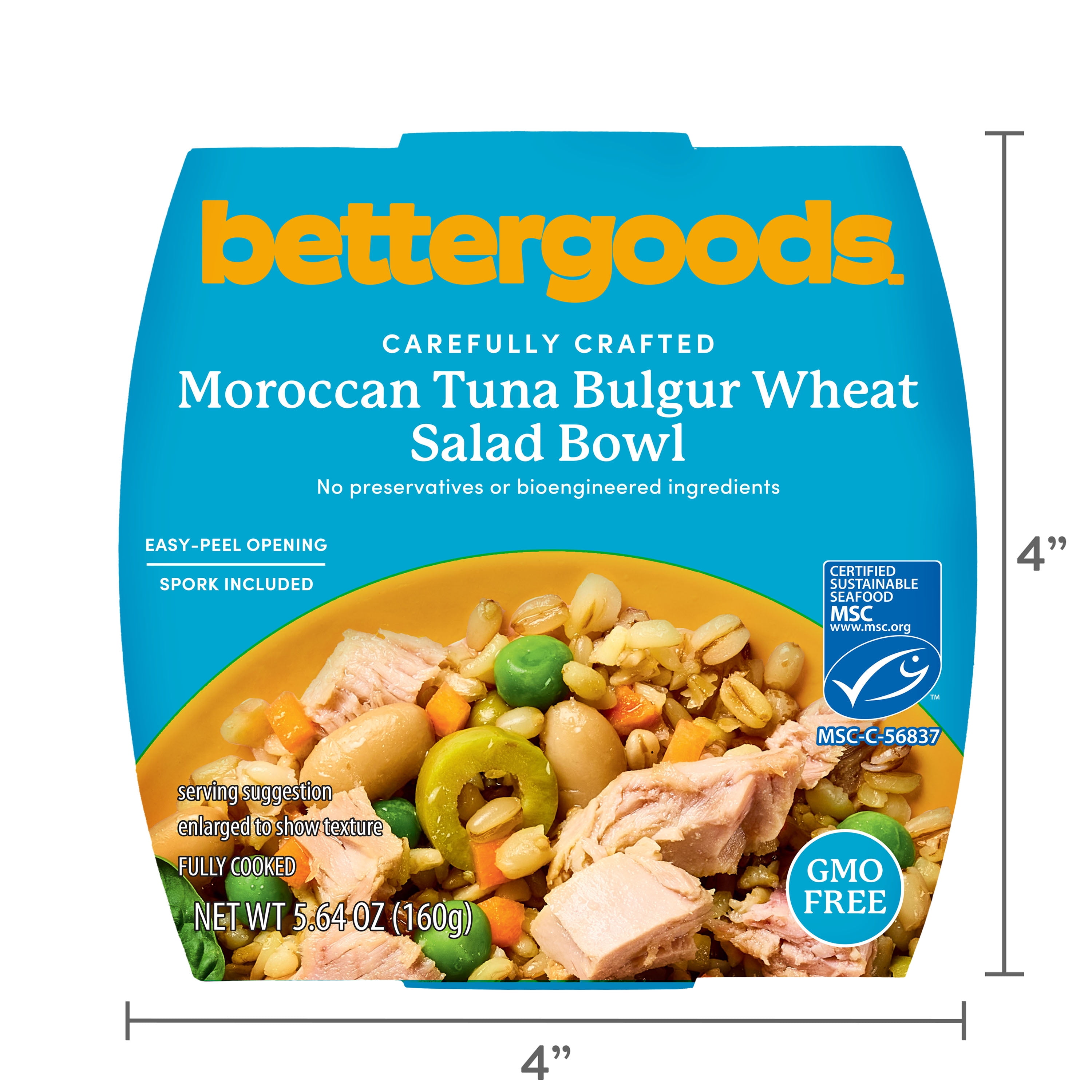 bettergoods Moroccan Tuna Bulgur Wheat Salad Bowl, MSC Certified, 5.6 oz