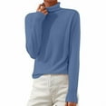 thumbnail image 3 of Comdrip Basic Turtleneck Women, Womens Sweaters Turtleneck Long Sleeve Pullover Casual Knitted Pullover Warm Cozy Tops Fall Winter Clothes Women Long Sleeve Tops Blue XL, 3 of 6