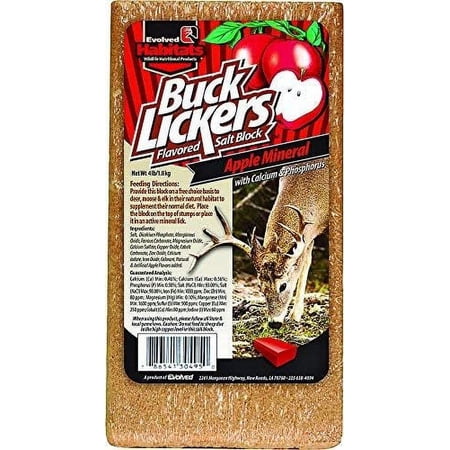 Evolved Habitats Buck Lickers Flavored Mineral Salt Block Deer Lick - With Calcium 4 lbs