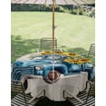 thumbnail image 3 of Outdoor Tablecloth with Umbrella Hole Zipper Blue Truck Yellow Sunflower Round Tablecloth 54" Waterproof Outside Table Cloth Summer Botanical Grey Plaid Patio Table Cover Tablecloths for Picnic Party, 3 of 8
