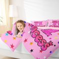 thumbnail image 3 of spefrowx Glitter Princess Letter Print Full Size Bedding Sets for Girls, Pink Star Bow Full Size Bed in a Bag, Pink Reversible, 7-Piece, 3 of 6