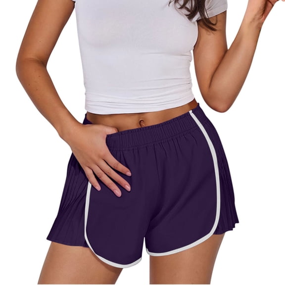 Kvture Flowy Fitted Shorts for Women Athletic Butterfly Running Shorts Tennis Gym Workout Skort with Pockets Purple XL