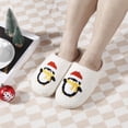 thumbnail image 3 of Xfvqtps Christmas Slippers Fuzzy Slippers for Womens Cute Christmas Penguin Fleece Lined Flat Thick Bottom Memory Foam Close Toe Comfortable Non-Slip Warm Winter House Slippers White-01, 3 of 9