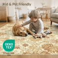 thumbnail image 4 of ODIKA 4'x6' Boho Distressed Trailing Vintage Vine Motif Botanical Orange Flowing Dynamic Washable Area Rug None Pet Friendly, Non-Shedding for Bedroom, Reading Nook, 4 of 7