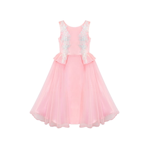 Flower Girls Dress Pink Lace Wedding Party Birthday 6 Years