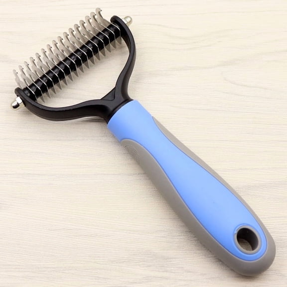 Dematting Comb for Long Haired Dogs, Double Sided Dog Comb with Blade for Mats and Tangles, Gentle Anti-Tangle Grooming Tool