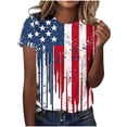 thumbnail image 2 of 4th of July Shirts for Women: American Flag Tee USA Red White Blue Top Patriotic Crew Neck T Shirt, 2 of 6