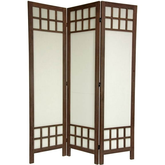 Traditional 6 ft. Tall Burnt Brown Wood Privacy Screen - 3 Panels (3 Panels / Burnt Brown)