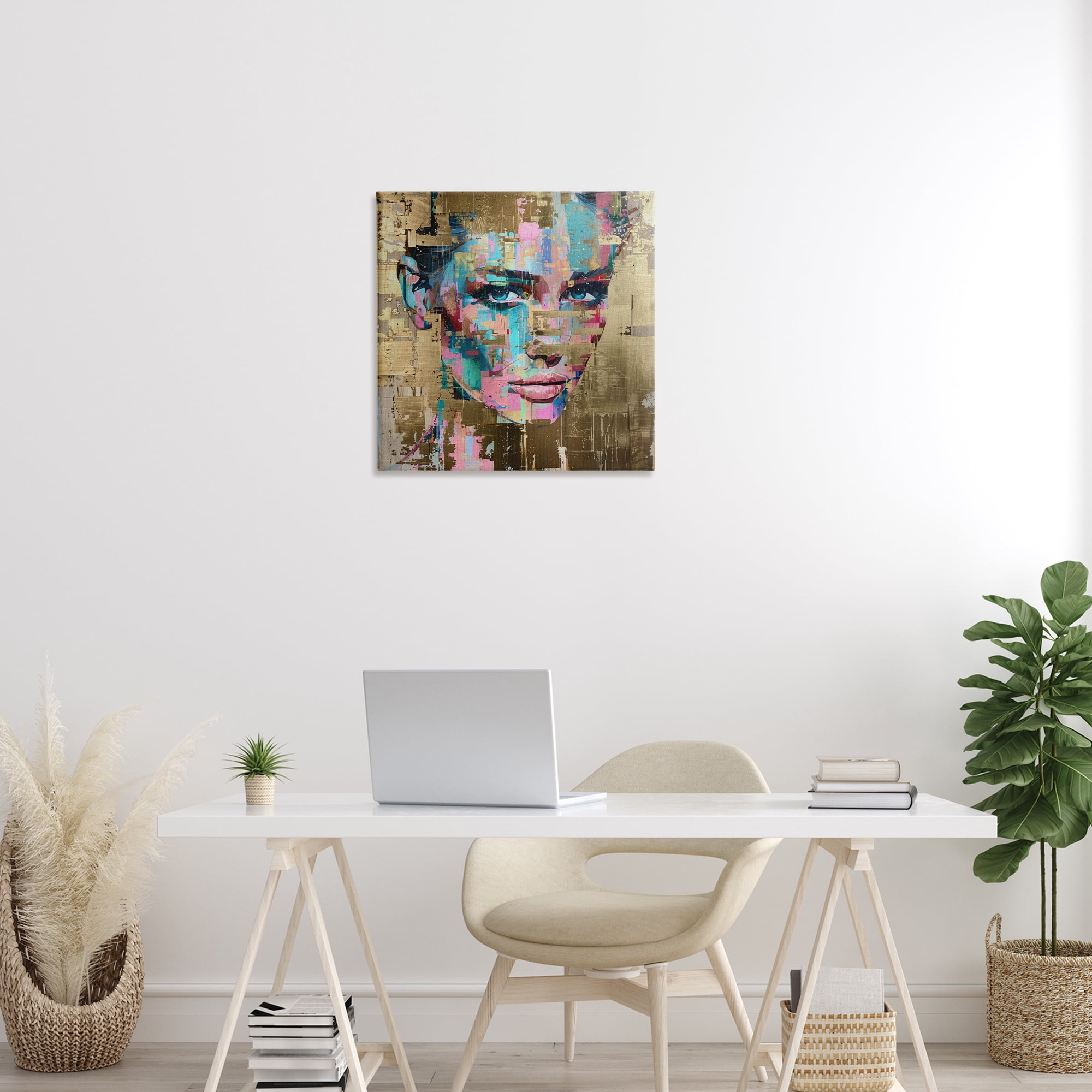 Stupell Industries Glam & Gold Hues Portrait Abstract Painting Wrapped Canvas Art Print Wall Art, 24 x 24