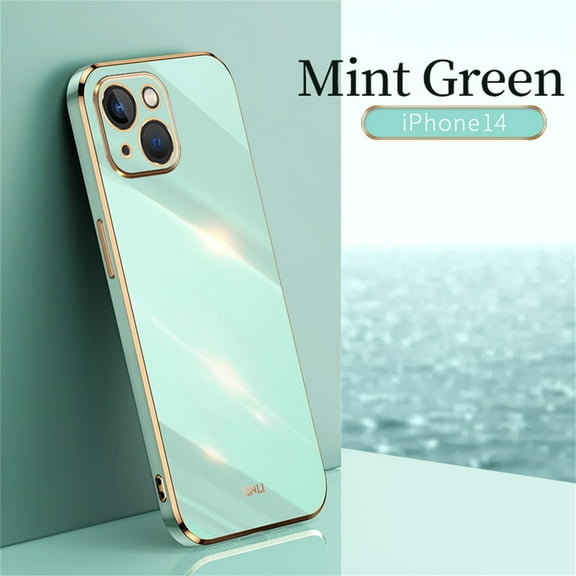 SaniMore for iPhone 14 Ultra-Thin Electroplated Camera Protection Case, Rugged PC Back Anti-Fingerprint Shockproof Heavy Duty Protective Case for iPhone 14 Women Men, Green