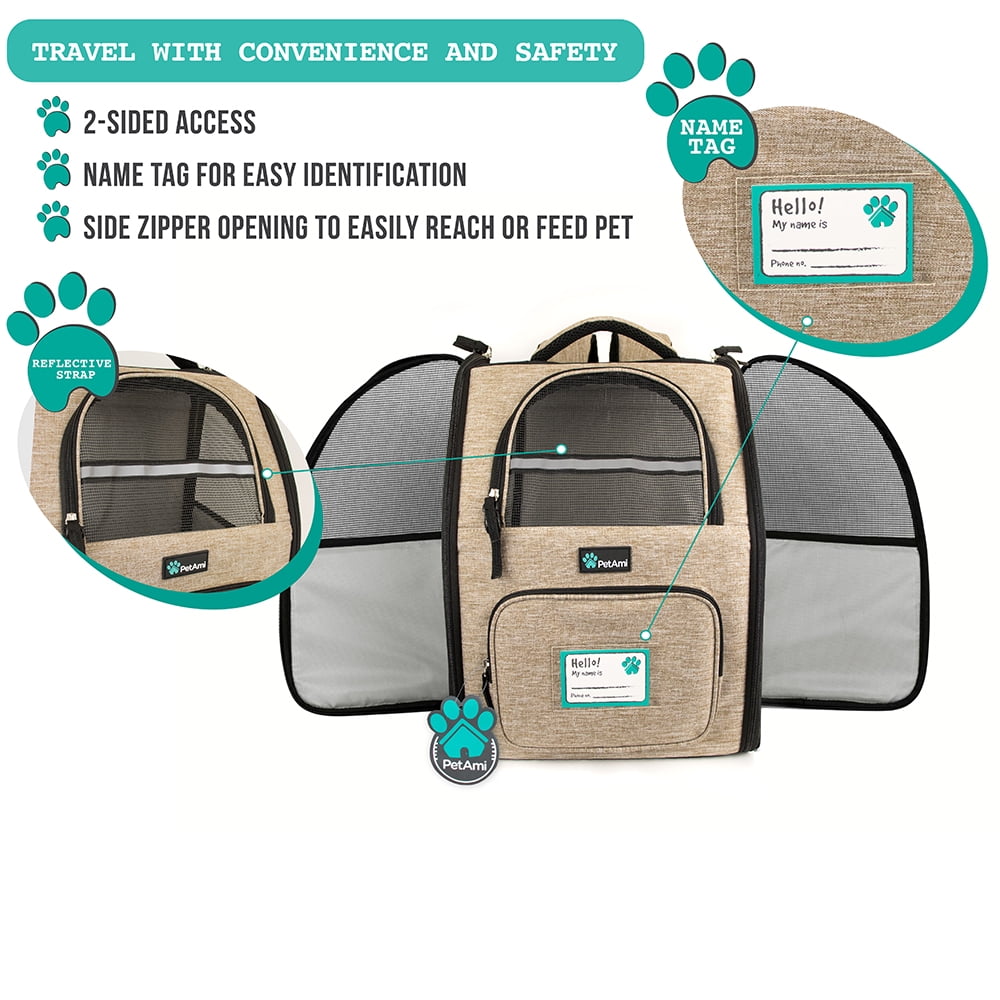 PetAmi Deluxe Pet Carrier Backpack, Heather Taupe