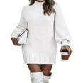thumbnail image 3 of Solid Color Turtleneck Mini Party Dress for Women, 3 of 8