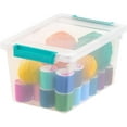 thumbnail image 4 of L ( US Qt) Large Clip Box Clear Plastic Storage Container Bins with Latching Lids Organizing Container for Home Office and School Supplies Stackable Seafoam Buckles, 4 of 6