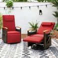 thumbnail image 2 of GVN Patio Lounge Chair,Outdoor Chaise Lounge Chair,Patio Rattan 360° Swivel Recliner Chair with Adjustable Backrest and Footrest-Red, 2 of 11