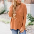 thumbnail image 3 of Gibobby Blusas Elegantes Para Mujer Suéter informal holgado con cuello en V y manga larga tejido para otoño e invierno de Color sólido para mujer Características:（Anaranjado， M), 3 of 4