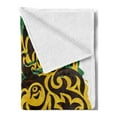 thumbnail image 2 of Rasta Soft Flannel Fleece Throw Blanket, Ethiopian Culture Wild Lion Head Grunge Style Flag Colors, Cozy Plush for Indoor and Outdoor Use, 50" x 70", Marigold Brown, by Ambesonne, 2 of 5