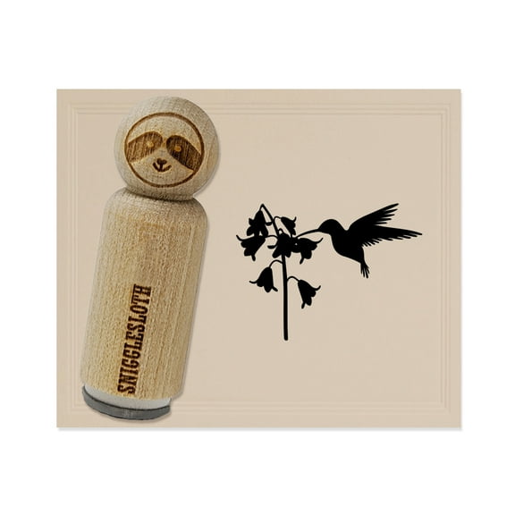 Hummingbird and Flower Rubber Stamp for Scrapbooking Crafting Stamping - Mini 1/2 Inch