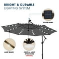 thumbnail image 3 of wikiwiki 10FT Solar Patio Offset Umbrella Outdoor Cantilever Umbrella Hanging Umbrellas with Weighted Base, Market Patio Umbrella for Backyard, Garden & Deck, Dark Gray, 3 of 5