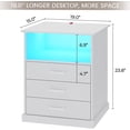 thumbnail image 2 of White Nightstand Set of 2 Bedside Table with 3 Drawers & LED Lights & Charging Station, Modern End Side Table for Bedroom, 2 of 6