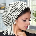 thumbnail image 3 of Dbuoem Women Headscarf Hat Striped Print Lace-up Turban Hat Hair Loss Chemotherapy Headwear Full Coverage Head Wrap, 3 of 7