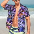 thumbnail image 4 of Uemuo Watercolor Butterflies Printed Regular Fit Short Sleeve Casual Hawaiian Shirt for Men,Aloha shirt,Tropical shirt,Floral print shirt,Vacation Beach shirt-XX-Large, 4 of 9