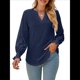 thumbnail image 1 of Camisa Informal de Larga con Cuello en V para Mujer Azul Oscuro XL, 1 of 10