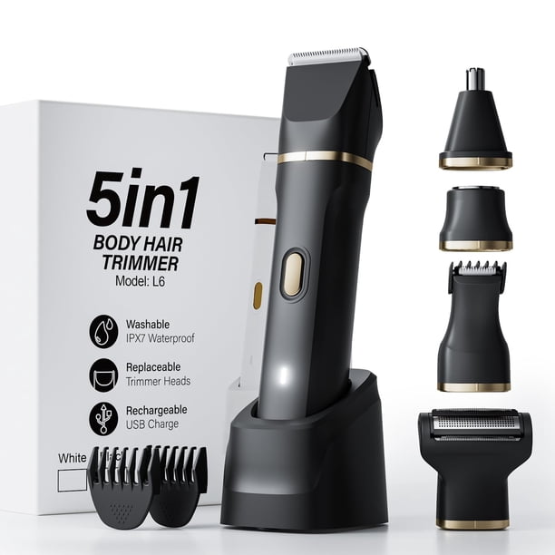 Afeitadora eléctrica para mujer, recortadora de bikini 5 en 1 en seco y húmedo con base de carga USB, depilación facial de lujo, afeitadora corporal en seco y húmedo para nariz, cejas, barba, axilas