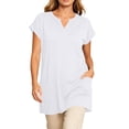 thumbnail image 2 of TGSLY Women's V Neck Tunic Tops Dressy Casual Short Sleeve Solid Color Shirts Relaxed A-Line Fit Curved Hem Blouses with Side Pockets XXXXXL, 2 of 7