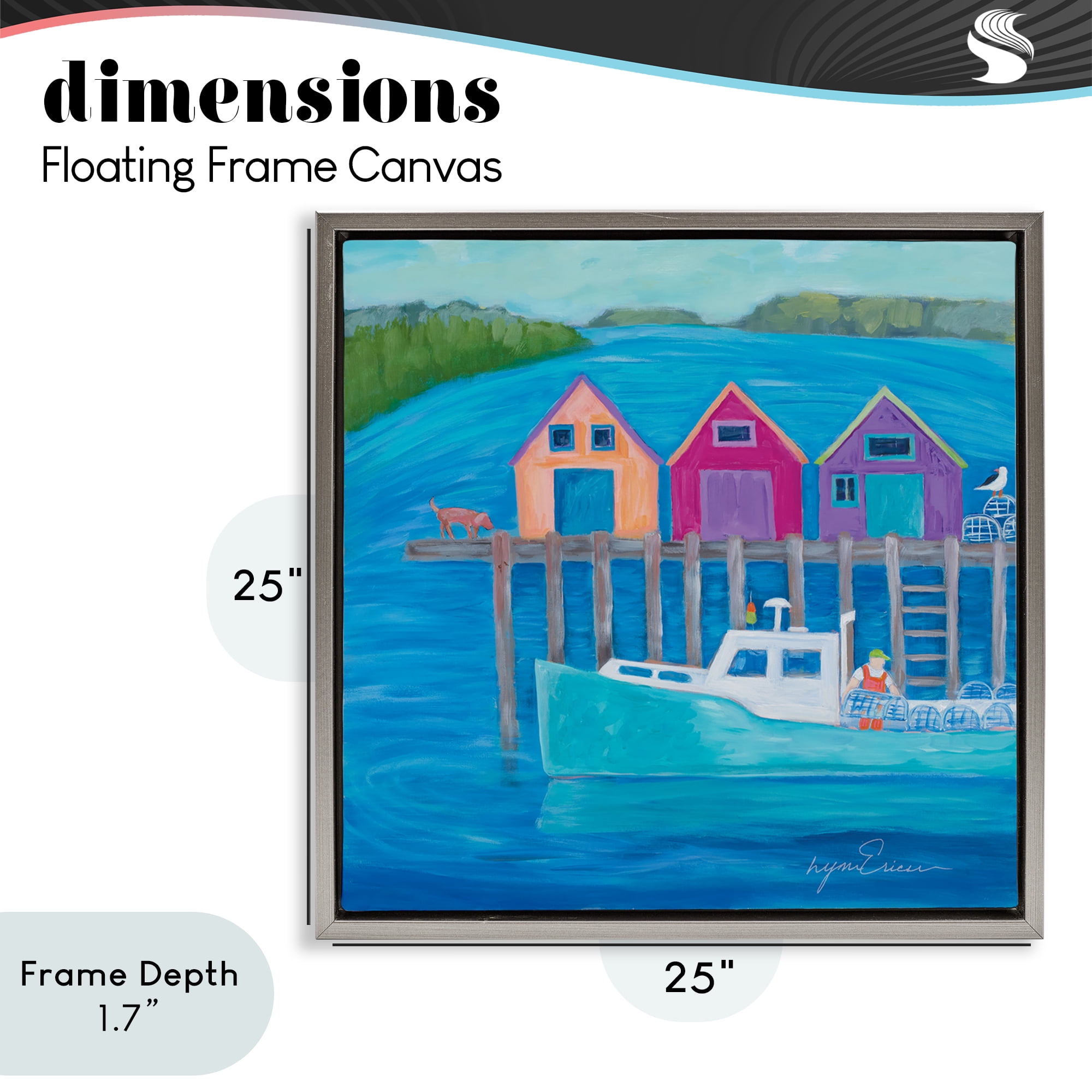 Stupell Industries Work Day at Seaside Village Gray Framed Floater Canvas Wall Art, design by Lynn Ericson Fine Art