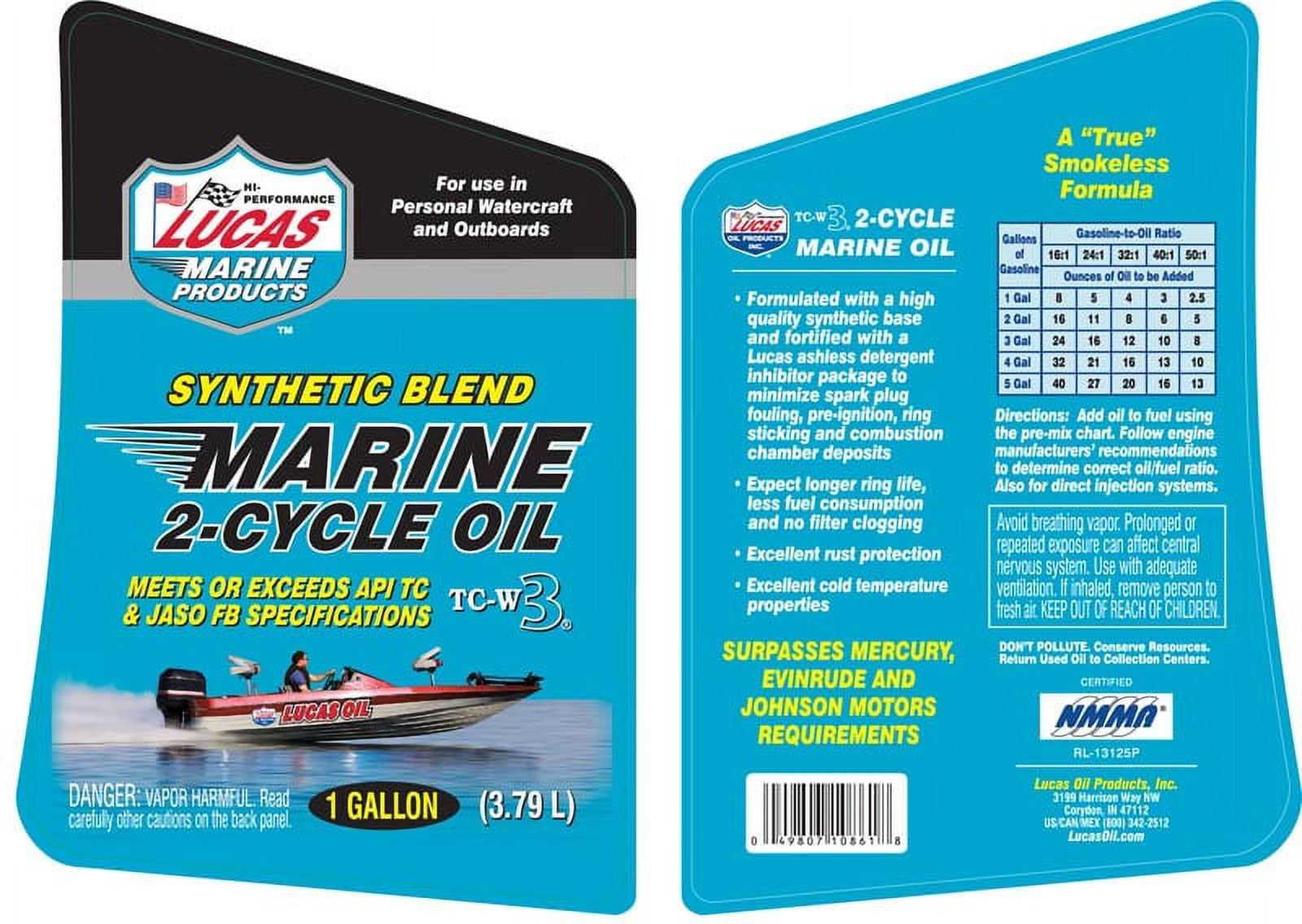 (4 pack) Lucas Synthetic Blend 2-Cycle Marine Oil 128 Ounce Gallon Weight 7.8 Pounds