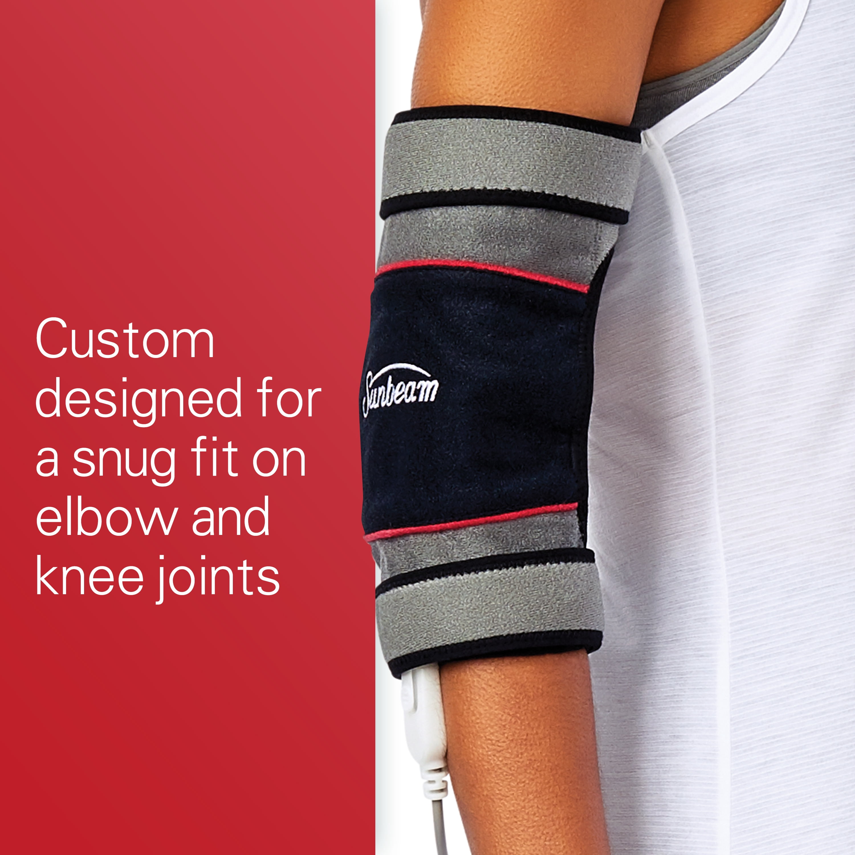 Sunbeam FlexTemp Joint Wrap for Pain Relief | Hot and Cold Therapy for Elbow or Knees | Heating Pad with 3 Heat Settings & Freezable/Microwavable Gel Pack and 2 Hour Auto Off