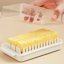 Ycandiee Butter Container with Built-in Cutting Slot, Butter Container Dish with Lid for Fridge, Butter Cutting and Storage Box