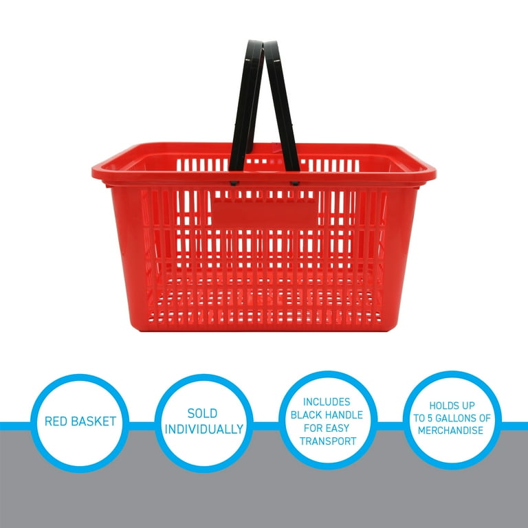 SSWBasics Red Shopping Basket with Durable Handle for SSWBasics Red Shopping Basket with Durable Handle for