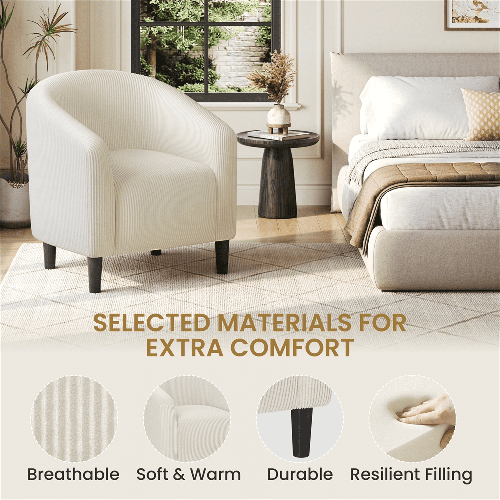 Yaheetech Upholstered Corduroy Accent Chair for Living Room, Beige