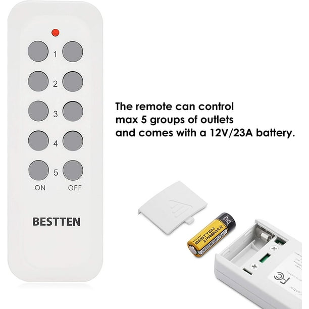 Bestten Wireless Remote Control Outlet Combo Kit (2 Wall Outlets+1
