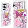 thumbnail image 5 of Compatible with Samsung Galaxy S23 Ultra Bling Diamond Case Luxury Glitter Shiny Sparkly 3D Butterfly Flower Crystal Rhinestones Phone Case for Women Girly Slim Shockproof Phone Cover, Pink, 5 of 12