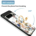 thumbnail image 5 of Feishell Compatible with Google Pixel 7a 6.1 inch Flower Pattern Case with Diamond Ring Holder Support Magnetic Car Mount,Shockproof Luxury Glossy Glass Slim Phone Case for Women Girls,F, 5 of 12