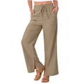 thumbnail image 6 of Edvintorg Womens Pants Elastic Waisted Loose Trouser Wide Leg Casual Lightweight Pant with Pocket Womens Clothing Khaki S-2XL, 6 of 8