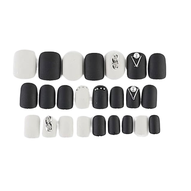 Soidarity 1 Juego de uñas sin pegamento de longitud media estilo cuadrado prensa mate en envolturas de cobertura completa suministros de salón kit de Juegos de manicura Diez Soidarity CE011881-10B