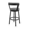 thumbnail image 3 of Kobe 26" Counter Height Swivel Bar Stool in Black Finish and Gray Faux Leather, 3 of 8