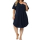 thumbnail image 2 of Vestido de pijama de talla grande para mujer Agnes Orinda con escote en V, dobladillo de encaje, camiseta suelta, ropa de dormir, azul real 2X, 2 of 5