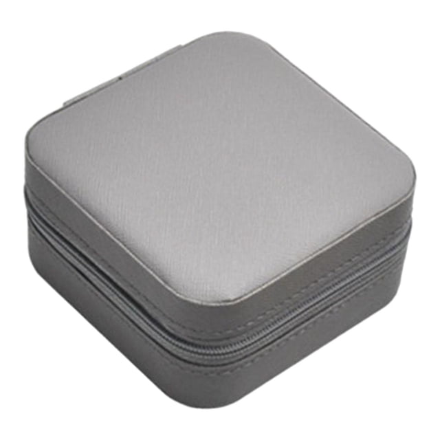 Mini Estuche de almacenamiento de joyas organizador de espejo para collar pendientes anillos accesorios gris