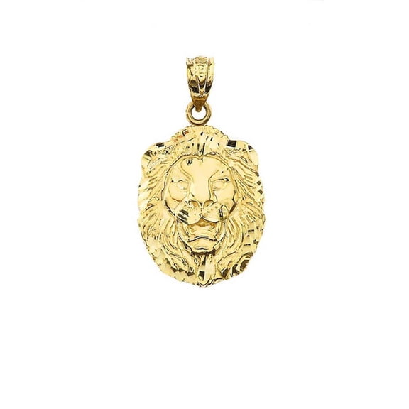 10k Yellow Gold Bold Lion Statement Small Pendant (0.97")