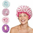 thumbnail image 2 of Womens Luxury Shower Cap Waterproof Mold Resistant Reusable Fashion Elastic Band, 2 of 6