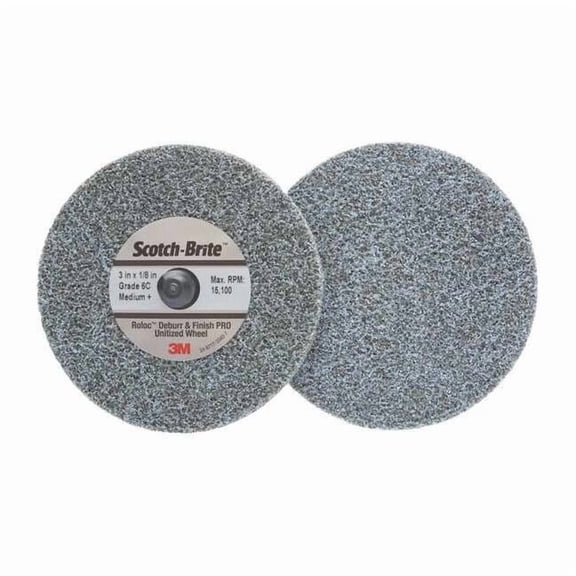 Scotch-Brite Unitized Wheel, 3 in Dia, 1/4 in W, TR Arbor Hole 61500301579