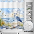 thumbnail image 2 of No Hook Shower Curtain, Coastal Birds Shower Curtains for Bathroom with See Through Top Window, Blue Sky Heron Seabird Tropical Beach Waterproof & Washable Bath Curtain 66"x72", 2 of 9