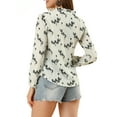 thumbnail image 3 of INSPIRE CHIC Women's Floral Print Bow Tie Ruffle Neck Long Sleeve Blouse Top S White, 3 of 6