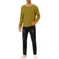 thumbnail image 2 of Camiseta de rayas INSPIRE CHIC para hombres, cuello redondo, de manga larga, básica S Amarillo Negro, 2 of 6