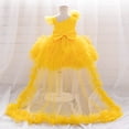 thumbnail image 4 of FYDUU Robe de Fête Formelle pour Bébé Fille, Robe en Tulle à Volants avec Long Train, Robe de Princesse pour Anniversaire, Concours, 3-6 Mois, 4 of 4